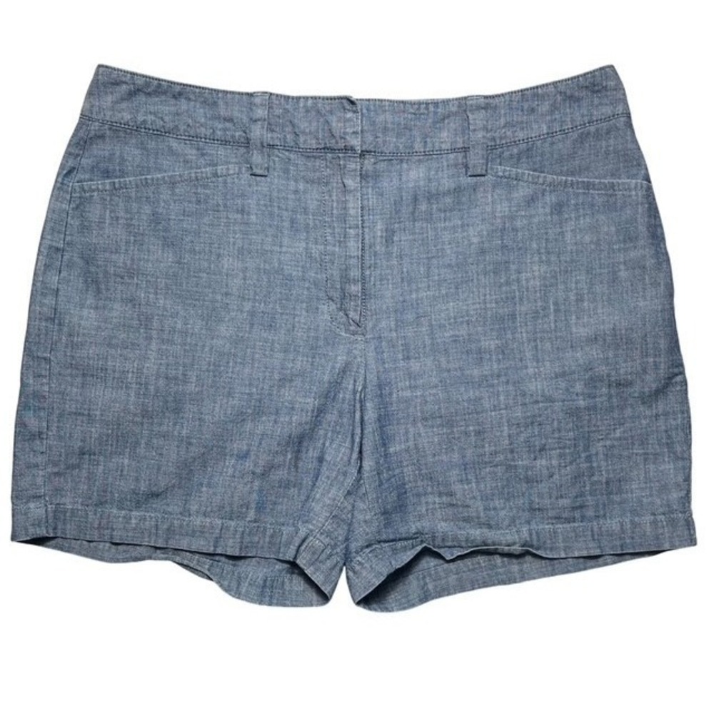 Lands End Womens Sz 6 Classic Chambray Cotton Shorts Comfort Lightweight-1678